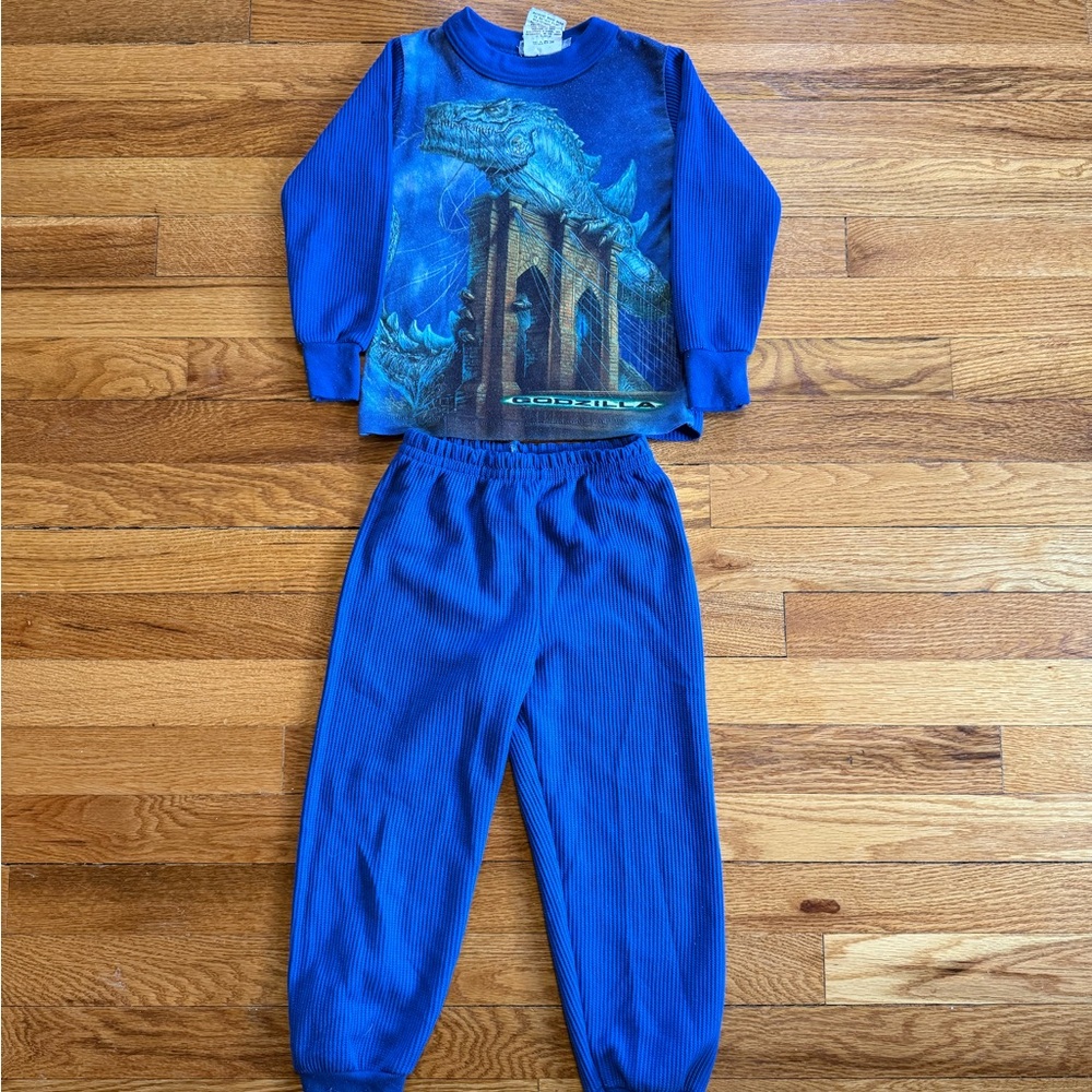Vintage 90s Godzilla Two Piece Set, Pants Shirt, Size Youth 5, Movie Promo 1998